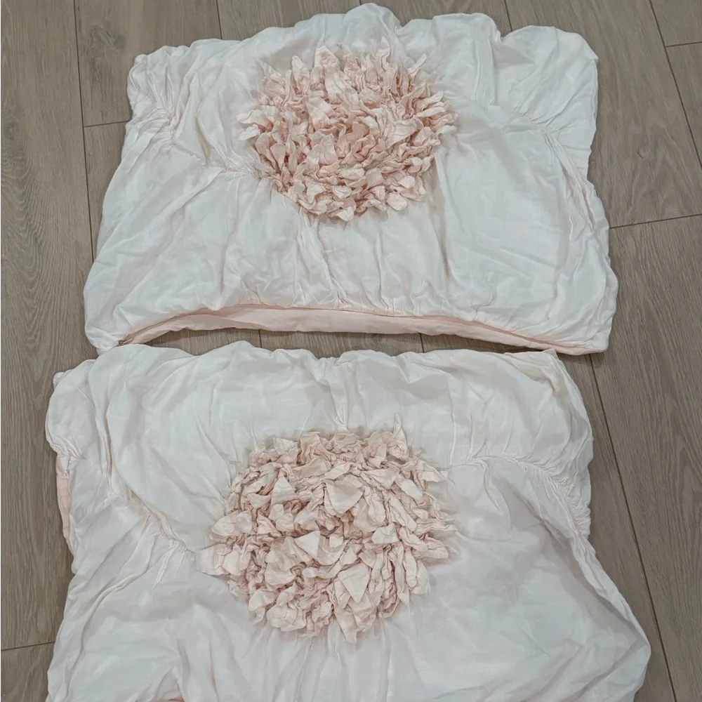 RH Baby & Child WASHED APPLIQUÉD FLEUR DUVET COVER & SHAMS - FULL, Petal Pink